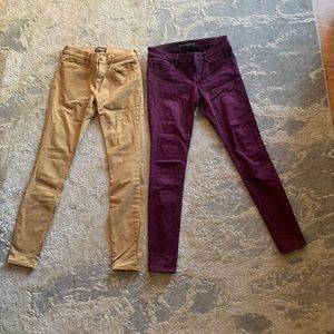 Express jeans Stella mid and low rise leggings jeggings burgundy tan bundle set
